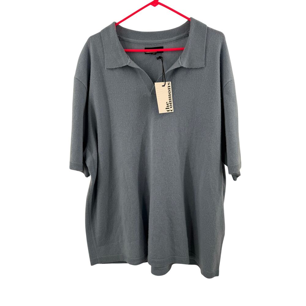 The Commons Polo Mens 3XL NWT 100% Cashmere sweater short sleeve shirt Blue